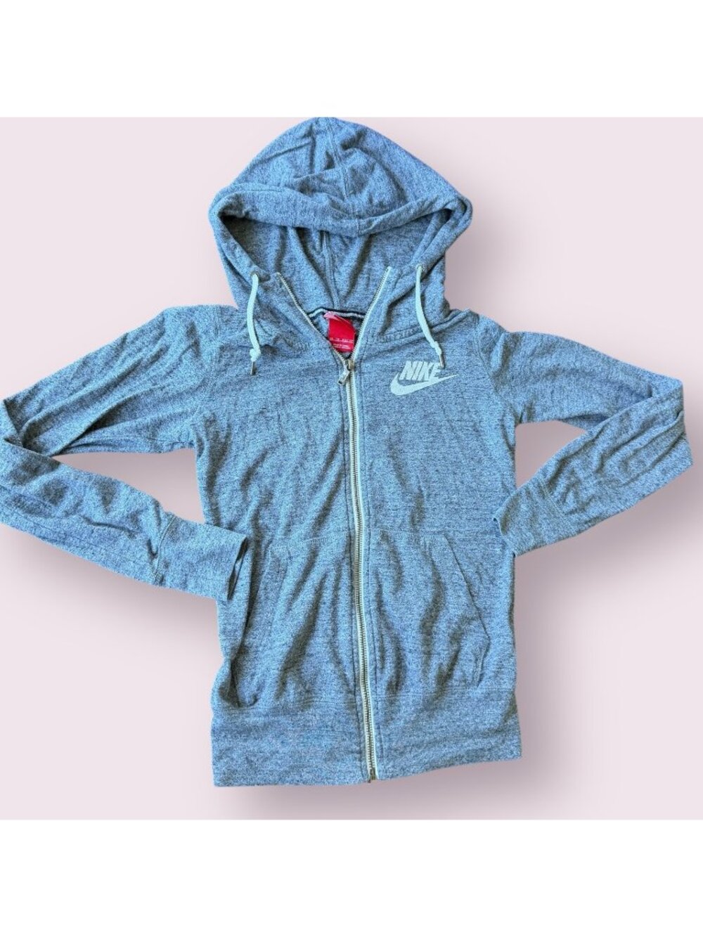 NIKE Womens Gym Vintage Full Zip Hooded Sweatshirt in Gray Size XS